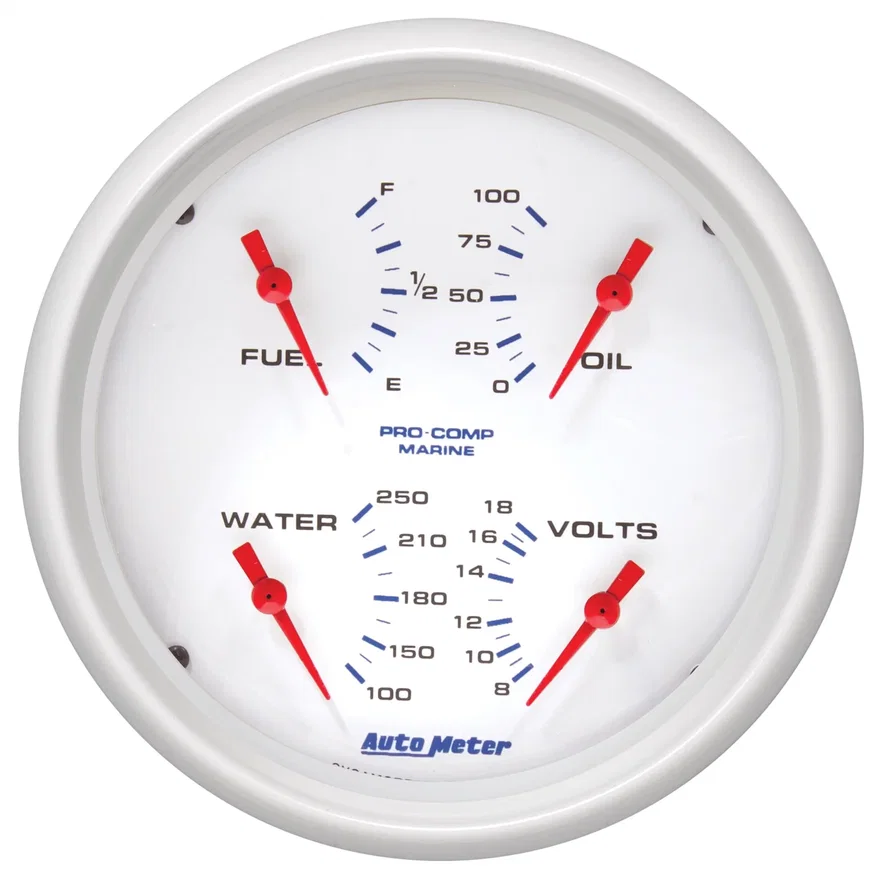 GAUGE; QUAD; 5in.; 240OE-33OF; ELEC; MARINE WHITE