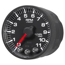 GAUGE; TACH; 2 1/16in.; 11K RPM; W/SHIFT LIGHT/PEAK MEM; BLK/BLK; SPEK-PRO image 3