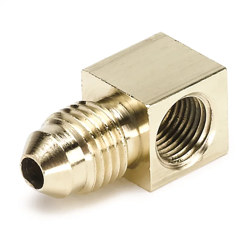 FITTING; ADAPTER; 90deg.; 1/8in. NPTF FEMALE TO-4AN MALE; BRASS