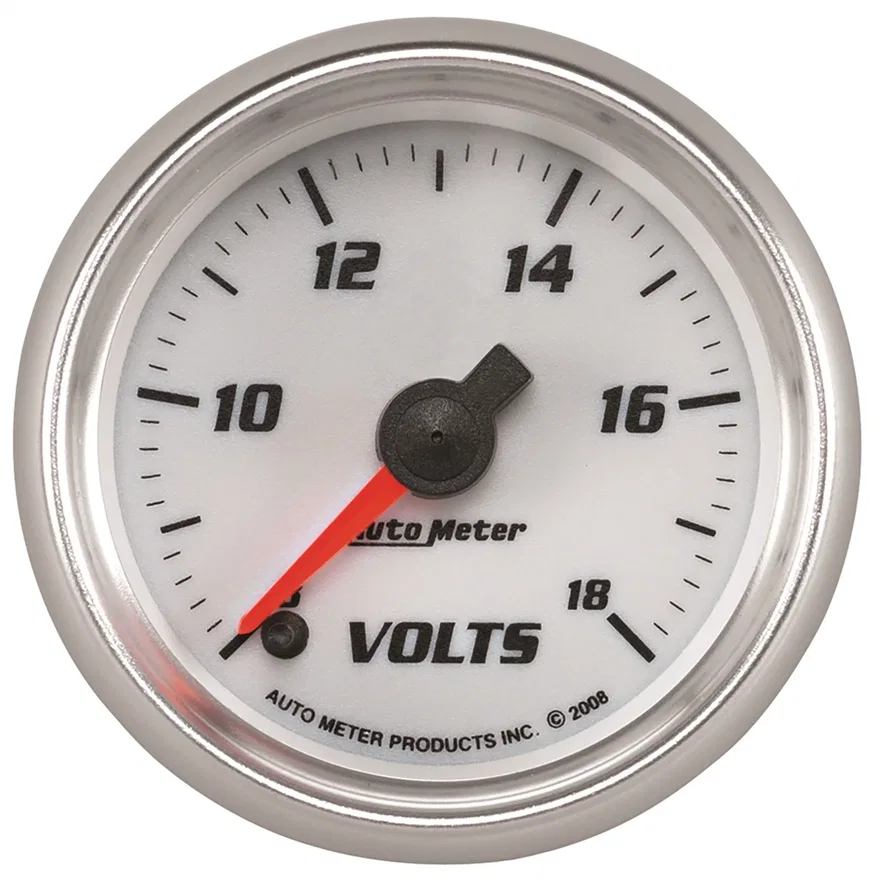 GAUGE; VOLTMETER; 2 1/16in.; 18V; DIGITAL STEPPER MOTOR; WHITE; PRO-CYCLE