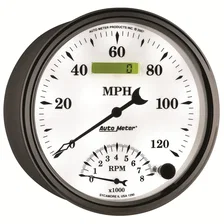 GAUGE; TACH/SPEEDO; 5in.; 120MPH/8K RPM; ELEC. PROGRAM; OLD TYME WHITE II image 6