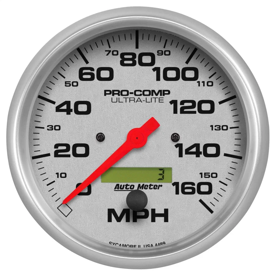 GAUGE; SPEEDO; 5in.; 160MPH; ELEC. PROGRAM W/LCD ODO; ULTRA-LITE