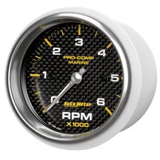 GAUGE; TACHOMETER; 3 3/8in.; 6K RPM; MARINE CARBON FIBER image 2