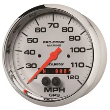 GAUGE; SPEEDOMETER; 5in.; 120MPH; GPS; MARINE CHROME image 2