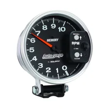 GAUGE; TACHOMETER; 5in.; 10K RPM; PEDESTAL W/PEAK MEMORY; BLACK; AUTO GAGE image 3