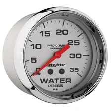 GAUGE; WATER PRESS; 2 5/8in.; 35PSI; MECHANICAL; MARINE CHROME image 3