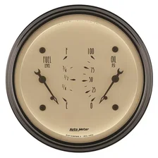GAUGE; DUAL; FUEL/OILP; 3 3/8in.; 0OE-90OF/100PSI; ELEC; ANTQ BEIGE image 2