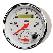 GAUGE; TACH/SPEEDO; 3 3/8in.; 120MPH/8K RPM; ELEC. PROGRAM.; ARCTIC WHITE image 2