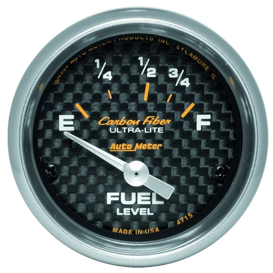 GAUGE; FUEL LEVEL; 2 1/16in.; 73OE TO 10OF; ELEC; CARBON FIBER