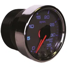 GAUGE; BOOST; 2 1/16in.; 35PSI; STEPPER MOTOR W/PEAK/WARN; SLVR/CHRME; SPEK-PRO image 2