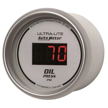 GAUGE; OIL PRESSURE; 2 1/16in.; 100PSI; DIGITAL; SILVER DIAL W/RED LED image 2