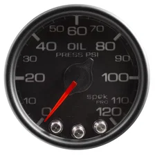 GAUGE; OIL PRESS; 2 1/16in.; 120PSI; STEPPER MOTOR W/PEAK/WARN; BLK/BLK; SPEK image 1