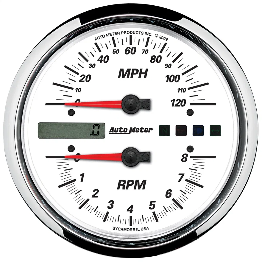 GAUGE; TACH/SPEEDO; 4 1/2in.; 8K RPM/120 MPH; WHITE; PRO-CYCLE