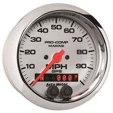 GAUGE; SPEEDOMETER; 3 3/8in.; 100MPH; GPS; MARINE CHROME image 3