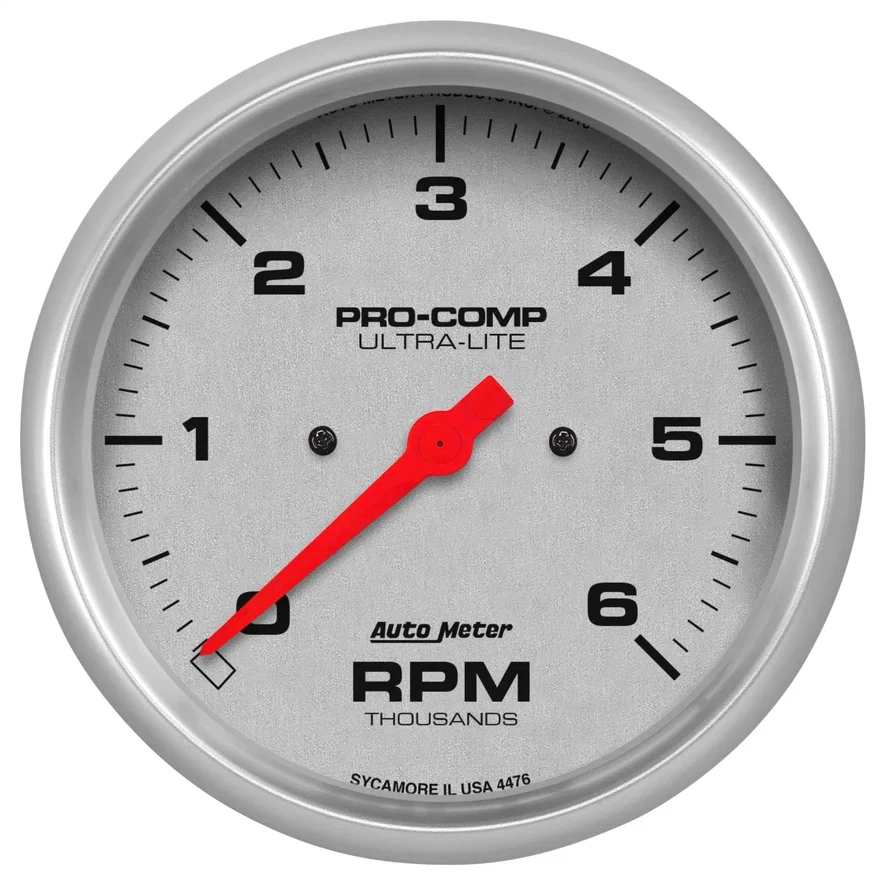 GAUGE; TACHOMETER; 5in.; 6K RPM; IN-DASH; ULTRA-LITE