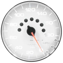 GAUGE; SPEEDOMETER; 5in.; 180 MPH; ELEC. PROGRAMMABLE; WHITE/CHROME; SPEK-PRO image 2
