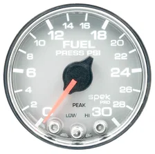 GAUGE; FUEL PRESS; 2 1/16in.; 30PSI; STEPPER MOTOR W/PEAK/WARN; SLVR/CHRM; SPEK image 2
