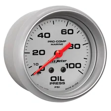 GAUGE; OIL PRESSURE; 2 5/8in.; 100PSI; MECHANICAL; MARINE SILVER image 3