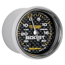 GAUGE; VAC/BOOST; 2 1/16in.; 30INHG-20PSI; MECHANICAL; MARINE CARBON FIBER image 3