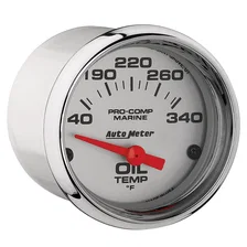 GAUGE; OIL TEMP; 2 1/16in.; 140-300deg.F; ELECTRIC; MARINE CHROME image 2