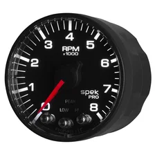 GAUGE; TACH; 2 1/16in.; 8K RPM; W/SHIFT LIGHT/PEAK MEM; BLK/BLK; SPEK-PRO image 4