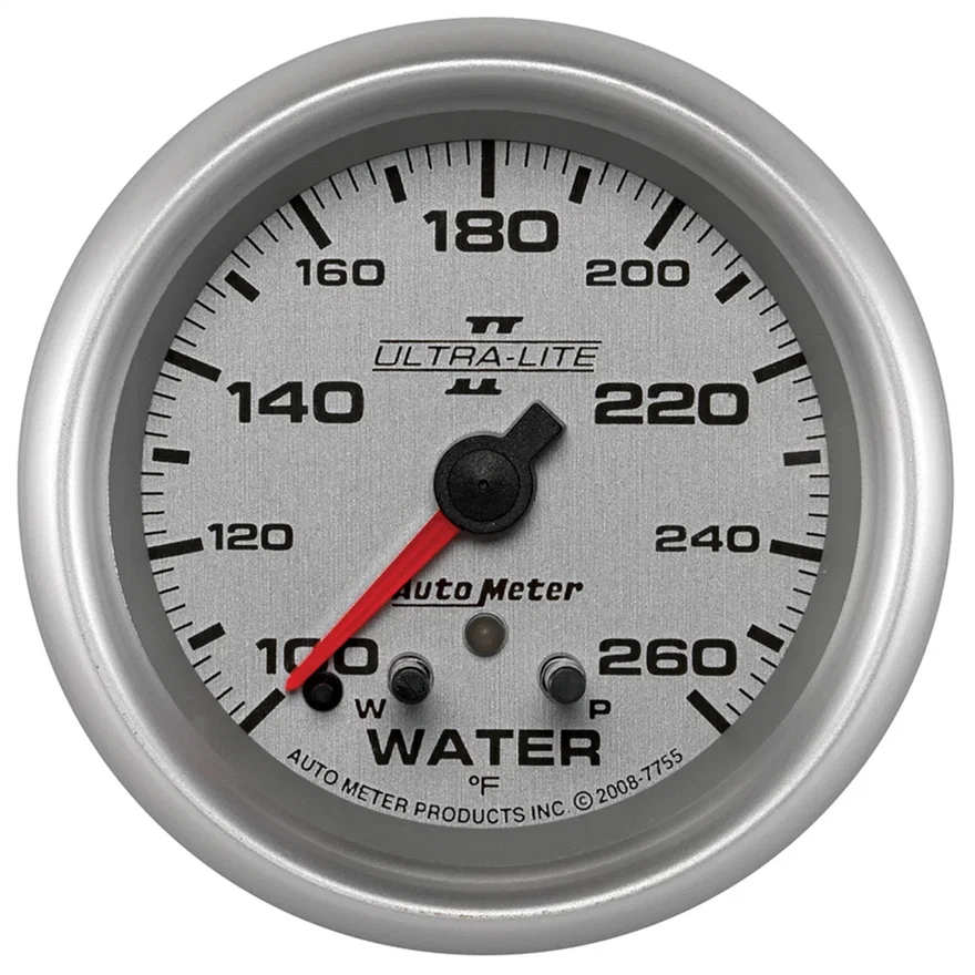 GAUGE; WATER TEMP; 2 5/8in.; 260deg.F; STEPPER MOTOR W/PEAK/WARN; ULTRA-LITE II
