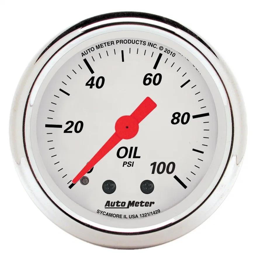 GAUGE; OIL PRESS; 2 1/16in.; 100PSI; MECH; ARCTIC WHITE