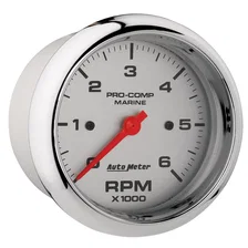 GAUGE; TACHOMETER; 3 3/8in.; 6K RPM; MARINE CHROME image 3