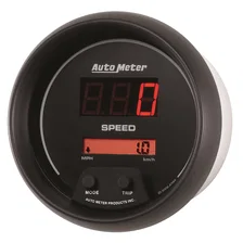 GAUGE; SPEEDO; 3 3/8in.; 260MPH/260KM/H; ELEC PROGRAM; DIGITAL; BLACK W/RED LED image 2