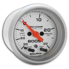 GAUGE; VAC/BOOST; 2 1/16in.; 30INHG-30PSI; STEPPER MOTOR W/PEAK/WARN; ULTRA-LITE image 2