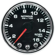 GAUGE; NITROUS PRESS; 2 1/16in.; 1600PSI; STEPPER MOTOR W/PK/WRN; BLK/CHRM; SPEK image 2