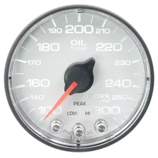 GAUGE; OIL TEMP; 2 1/16in.; 300deg.F; STEPPER MOTOR W/PEAK/WARN; WHT/BLK; SPEK-P image 2