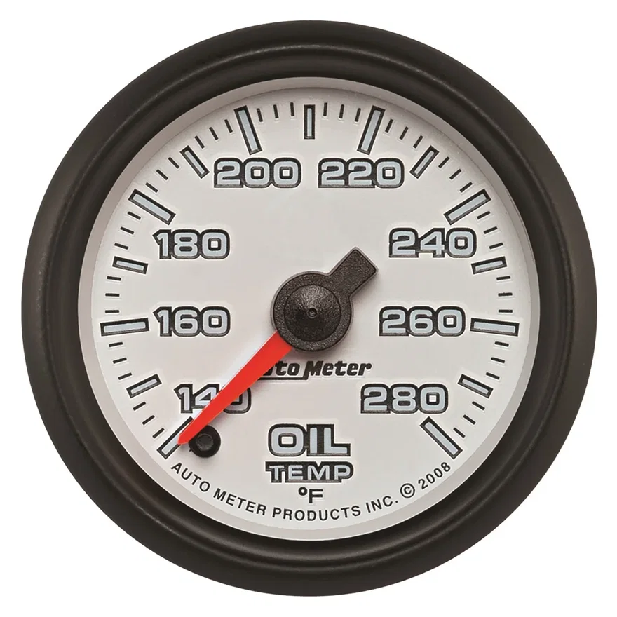 GAUGE; OIL TEMP; 2 1/16in.; 140-280deg.F; DIGITAL STEPPER MOTOR; WHITE; PRO-CYCL