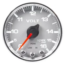 GAUGE; VOLTMETER; 2 1/16in.; 16V; STEPPER MOTOR W/PEAK/WARN; SLVR/CHRM; SPEK-PRO image 2