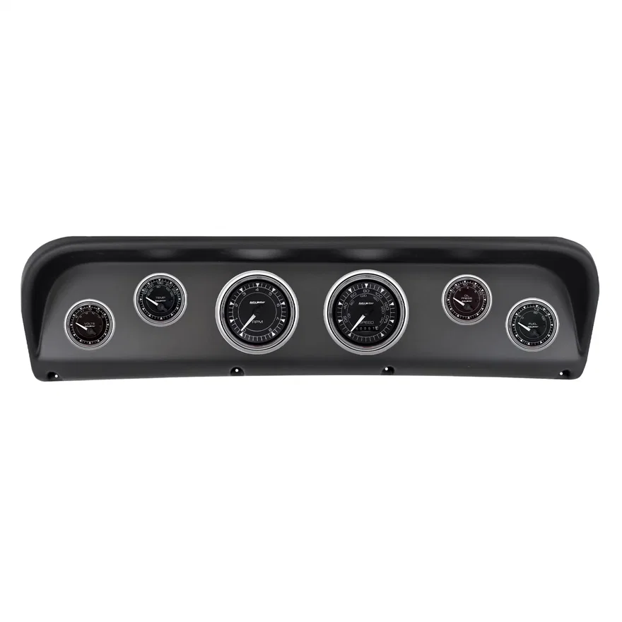 DIRECT FIT DASH KIT; (3 3/8in. X2; 2 1/16in. X4); FORD F100 67-72; CHRONO CHROME