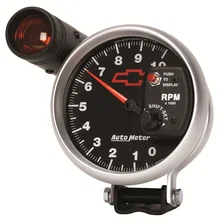 GAUGE; TACHOMETER; 5in.; 10K RPM; PEDESTAL W/EXT. SHIFT-LITE; CHEVY RED BOWTIE; image 2