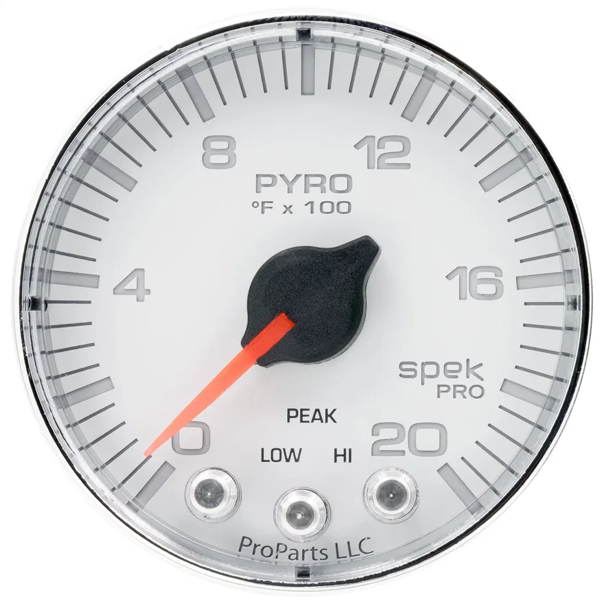 GAUGE; PYRO. (EGT); 2 1/16in.; 2000deg.F; STEPPER MOTOR W/PEAK/WARN; WHT/CHRM; S