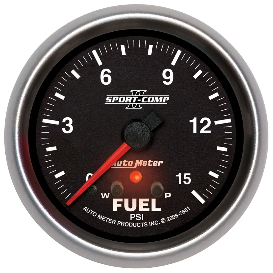 GAUGE; FUEL PRESS; 2 5/8in.; 15PSI; STEPPER MOTOR W/PEAK/WARN; SPORT-COMP II
