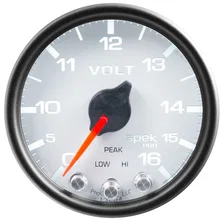 GAUGE; VOLTMETER; 2 1/16in.; 16V; STEPPER MOTOR W/PEAK/WARN; WHT/BLK; SPEK-PRO image 2