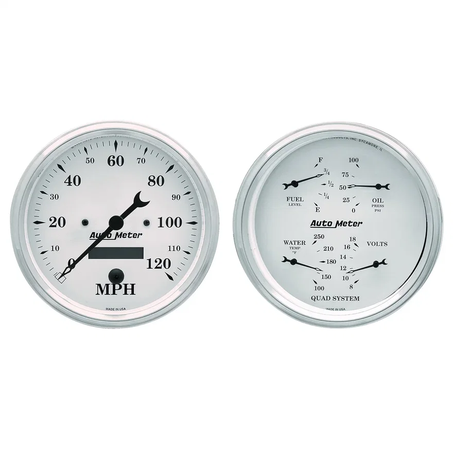 GAUGE KIT; 2 PC.; QUAD/SPEEDOMETER; 5in.; OLD TYME WHITE