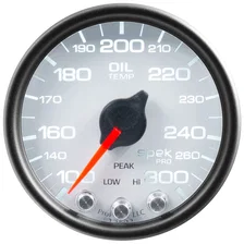 GAUGE; OIL TEMP; 2 1/16in.; 300deg.F; STEPPER MOTOR W/PEAK/WARN; WHT/BLK; SPEK-P image 2