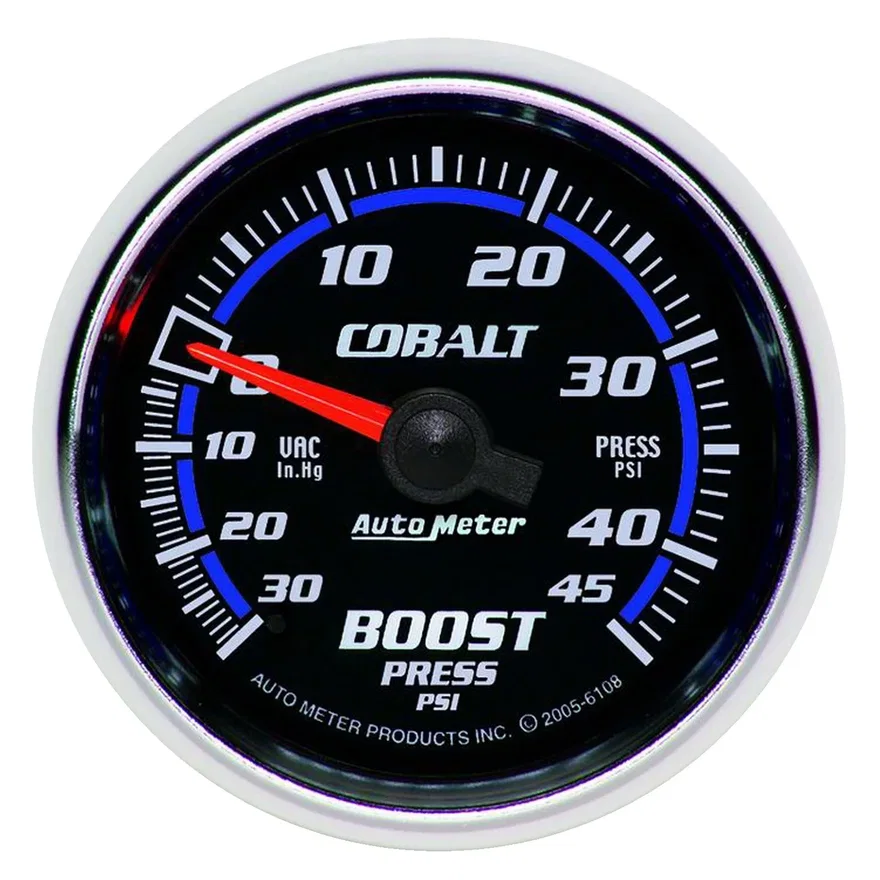 GAUGE; VAC/BOOST; 2 1/16in.; 30INHG-45PSI; MECHANICAL; COBALT