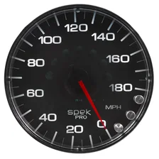 GAUGE; SPEEDOMETER; 5in.; 180 MPH; ELEC. PROGRAMMABLE; BLACK/CHROME; SPEK-PRO image 2