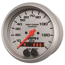 GAUGE; SPEEDOMETER; 3 3/8in.; 140MPH; GPS; MARINE SILVER image 2