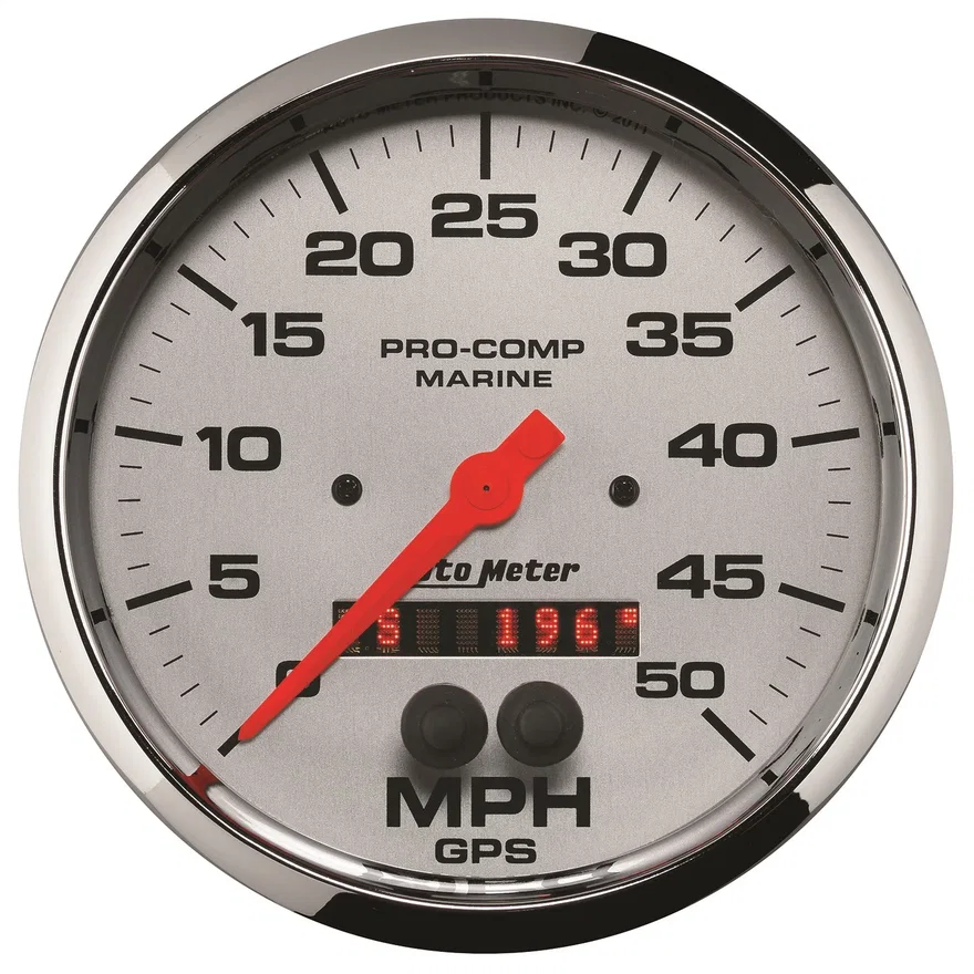 GAUGE; SPEEDOMETER; 5in.; 50MPH; GPS; MARINE CHROME