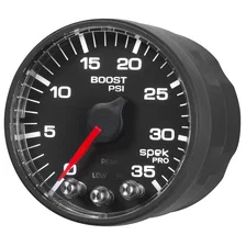 GAUGE; BOOST; 2 1/16in.; 35PSI; STEPPER MOTOR W/PEAK/WARN; BLACK/BLACK; SPEK-PRO image 3