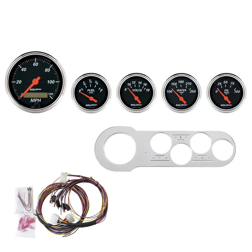 DIRECT FIT DASH KIT; CHEVY CAR 53-54; MPH/FUEL/OILP/WTMP/BAT; DB