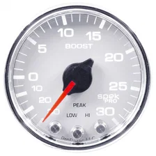 GAUGE; VAC/BOOST; 2 1/16in.; 30INHG-30PSI; STEPPER MTR W/PK/WRN; WHT/CHRME; SPEK image 4