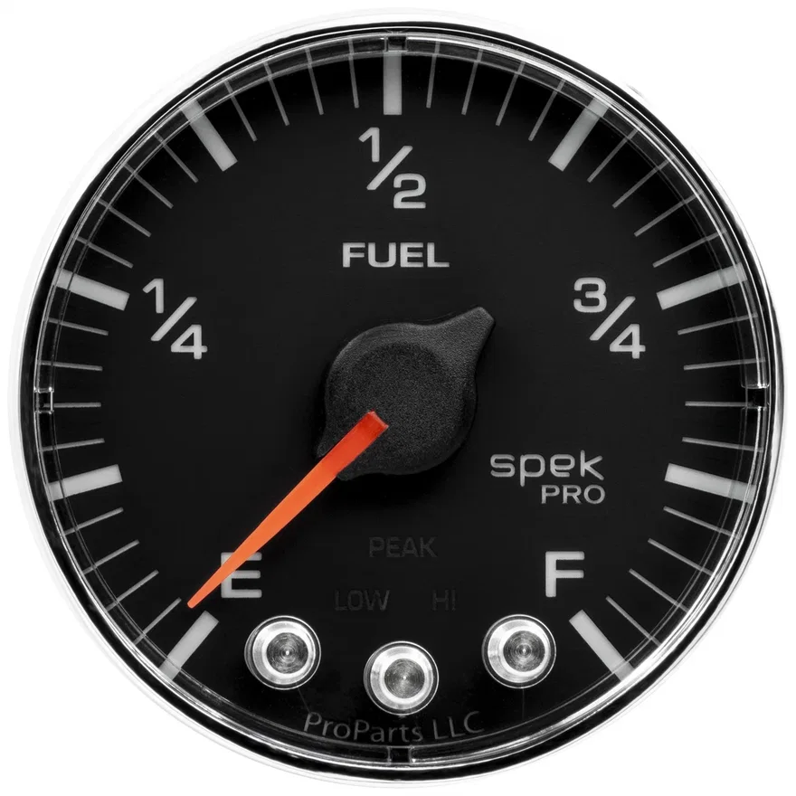 GAUGE; FUEL LEVEL; 2 1/16in.; 0-270O PROGRAMMABLE; BLK/CHRM; SPEK-PRO
