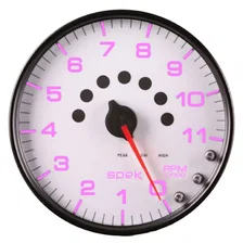 GAUGE; TACHOMETER; 5in.; 11K RPM; W/SHIFT LIGHT/PEAK MEM; WHITE/BLACK; SPEK-PRO image 4